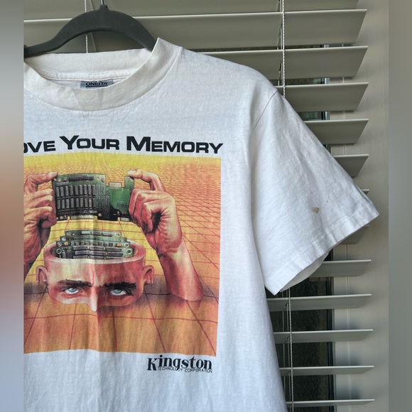 89' Kingston Improve your memory Tee Vintage Single Stitch T-shirt L Cotton - Picture 4 of 11